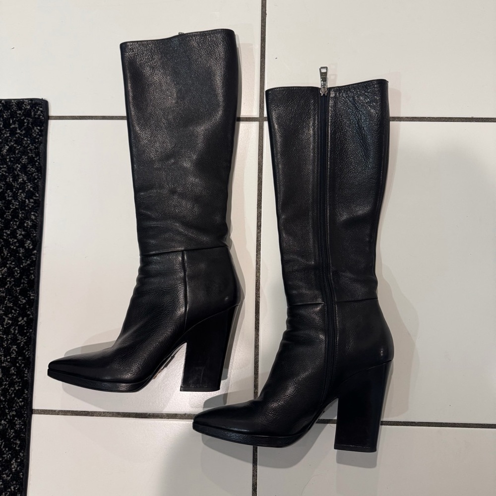 PRADA | Black Knee-High Leather Boots